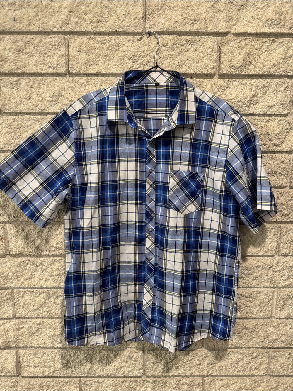 2 Men's Plaid Short-Sleeve Button-Up Shirts
